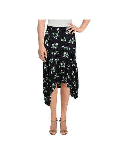 LUSH Womens Ruffled Zippered Knee Length Cocktail Hi-Lo Skirt