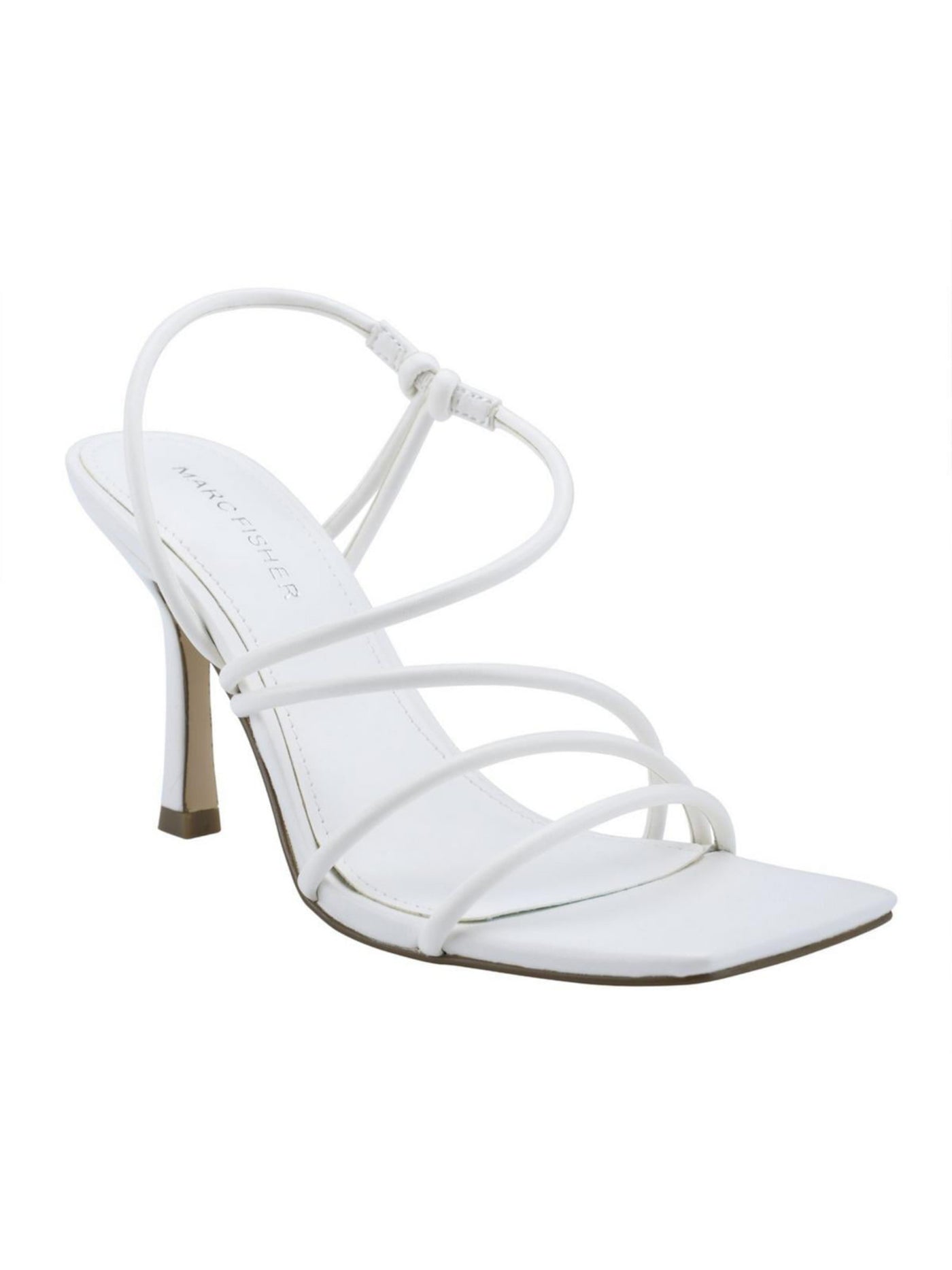 MARC FISHER Womens White Strappy Padded Dareta Square Toe Stiletto Slip On Heeled Sandal 9.5 M