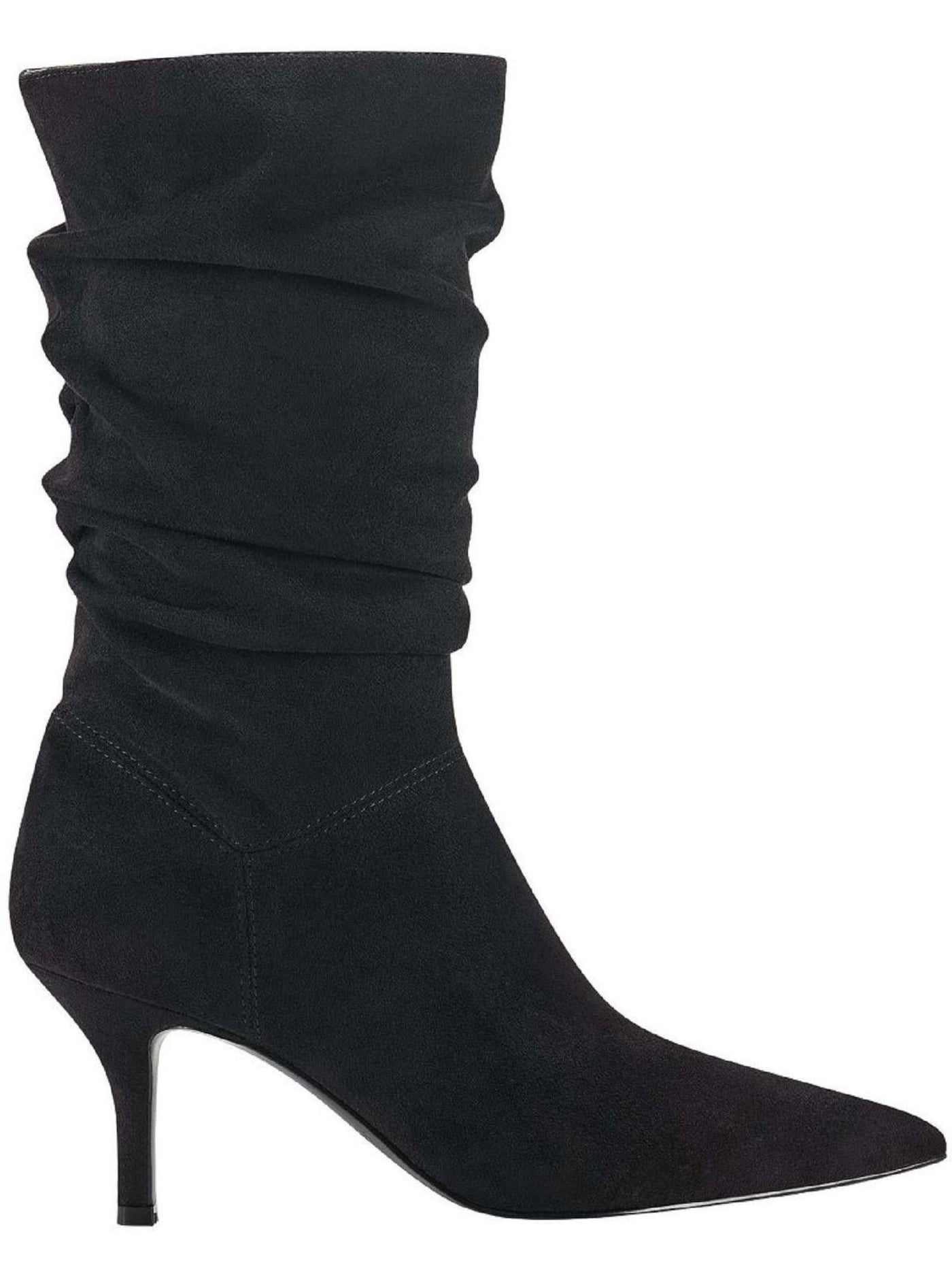 MARC FISHER Womens Black Padded Ruched Manya Pointed Toe Stiletto Dress Slouch Boot 5 M