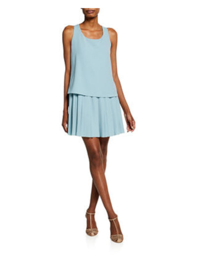 EMPORIO ARMANI Womens Teal Sleeveless Scoop Neck Short Wear To Work Fit + Flare Dress 38