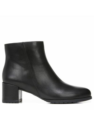 NATURALIZER Womens Black Waterproof Bay Round Toe Block Heel Zip-Up Leather Booties 9 M