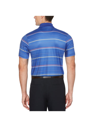 HYBRID APPAREL Mens Golf Blue Striped Short Sleeve Athletic Fit Moisture Wicking Polo M