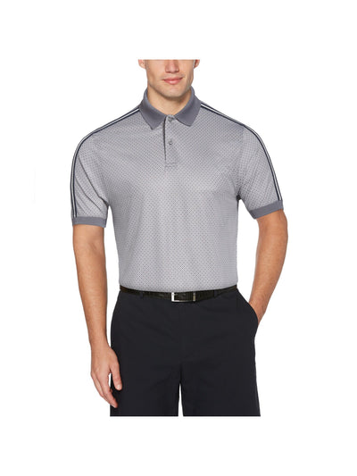 HYBRID APPAREL Mens Gray Geometric Athletic Fit Performance Stretch Polo XXL