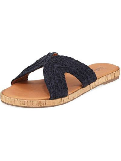 SPLENDID Womens Navy Comfort Braided Suzette Round Toe Platform Slip On Slide Sandals Shoes 7.5