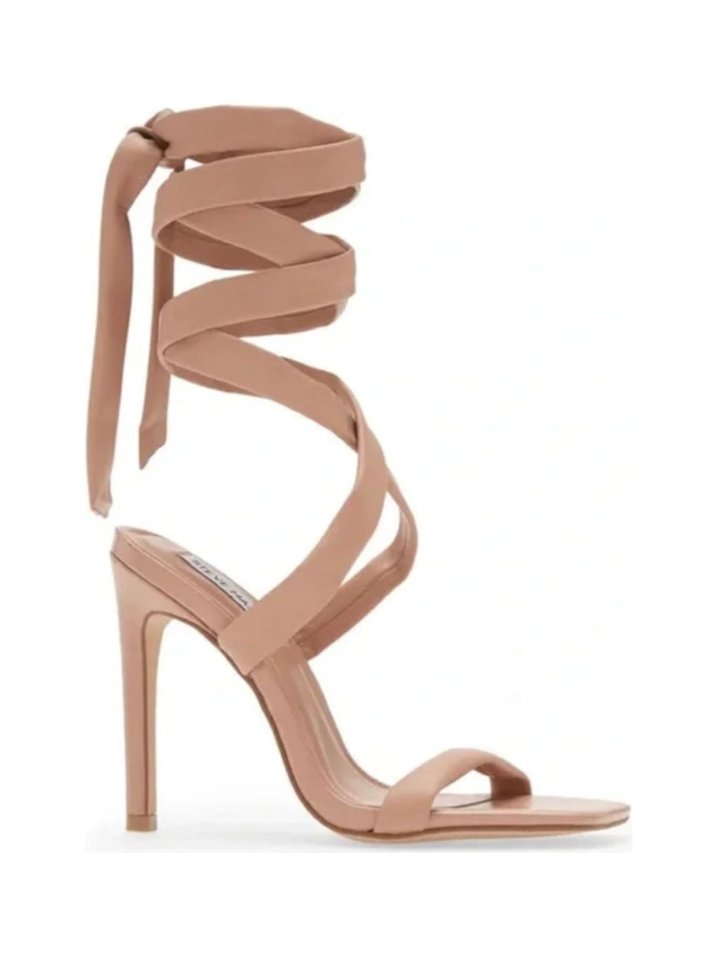 STEVE MADDEN Womens Beige Crocodile Strappy Comfort Utilize Square Toe Stiletto Lace-Up Dress Heeled Sandal 8.5 M
