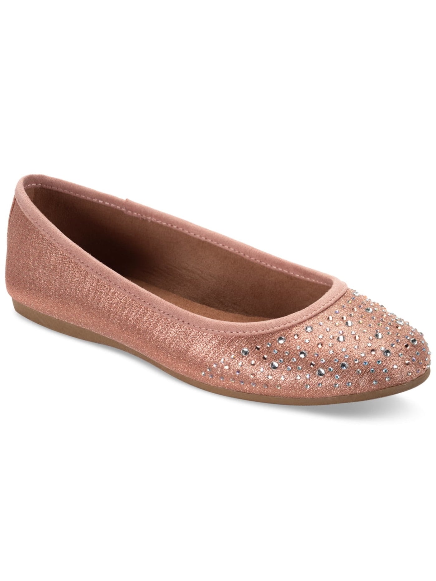 STYLE & COMPANY Womens Pink Mixed Media Rhinestone Padded Angelynn Round Toe Slip On Ballet Flats 11 M