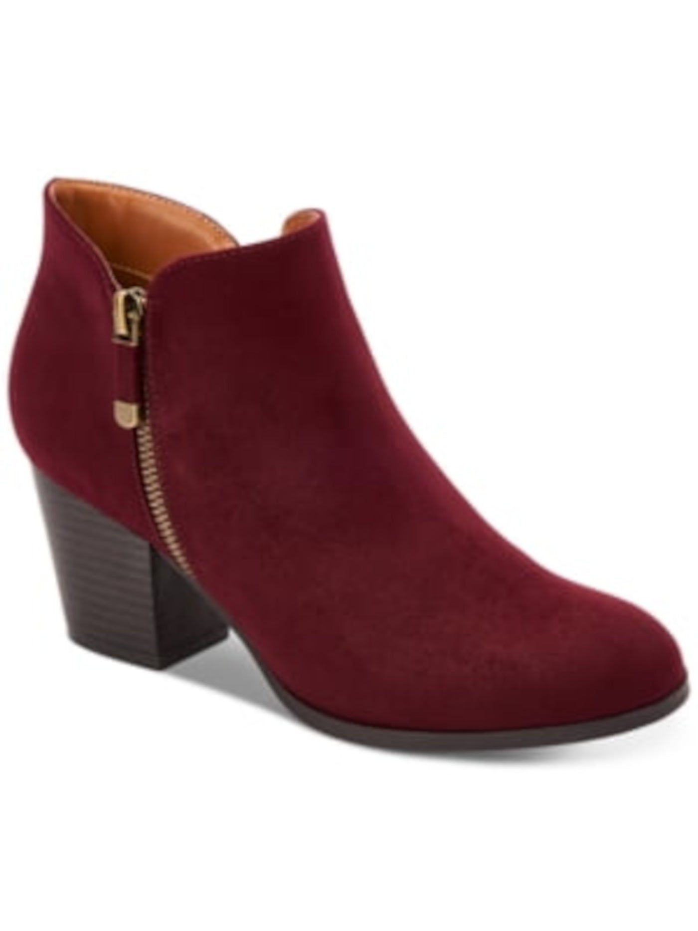 STYLE & COMPANY Womens Burgundy Zipper Accent Cushioned Masrinaa Almond Toe Block Heel Zip-Up Booties 7 M