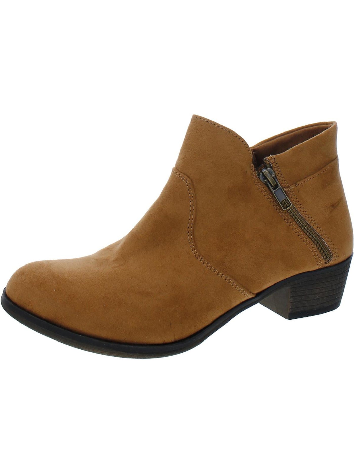 SUN STONE Womens Brown Cushioned Breathable Slip Resistant Abby Round Toe Block Heel Booties 11 M