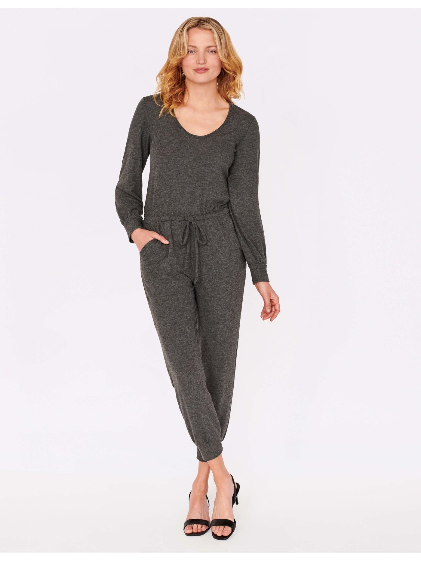 BEBOP Womens Gray Long Sleeve Crew Neck Lounge Jumpsuit Juniors XL