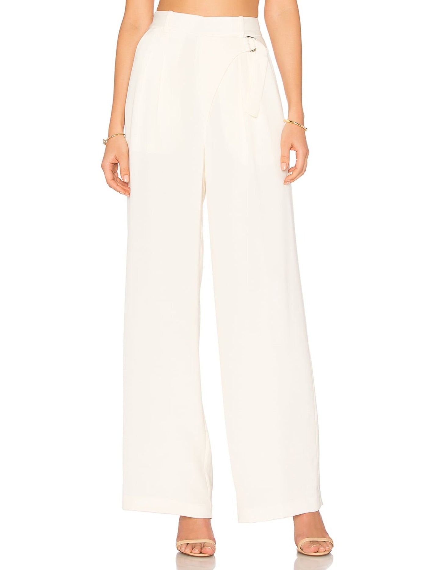 T ALEXANDER WANG Womens Ivory Zippered Pocketed Evening Wide Leg Pants 10