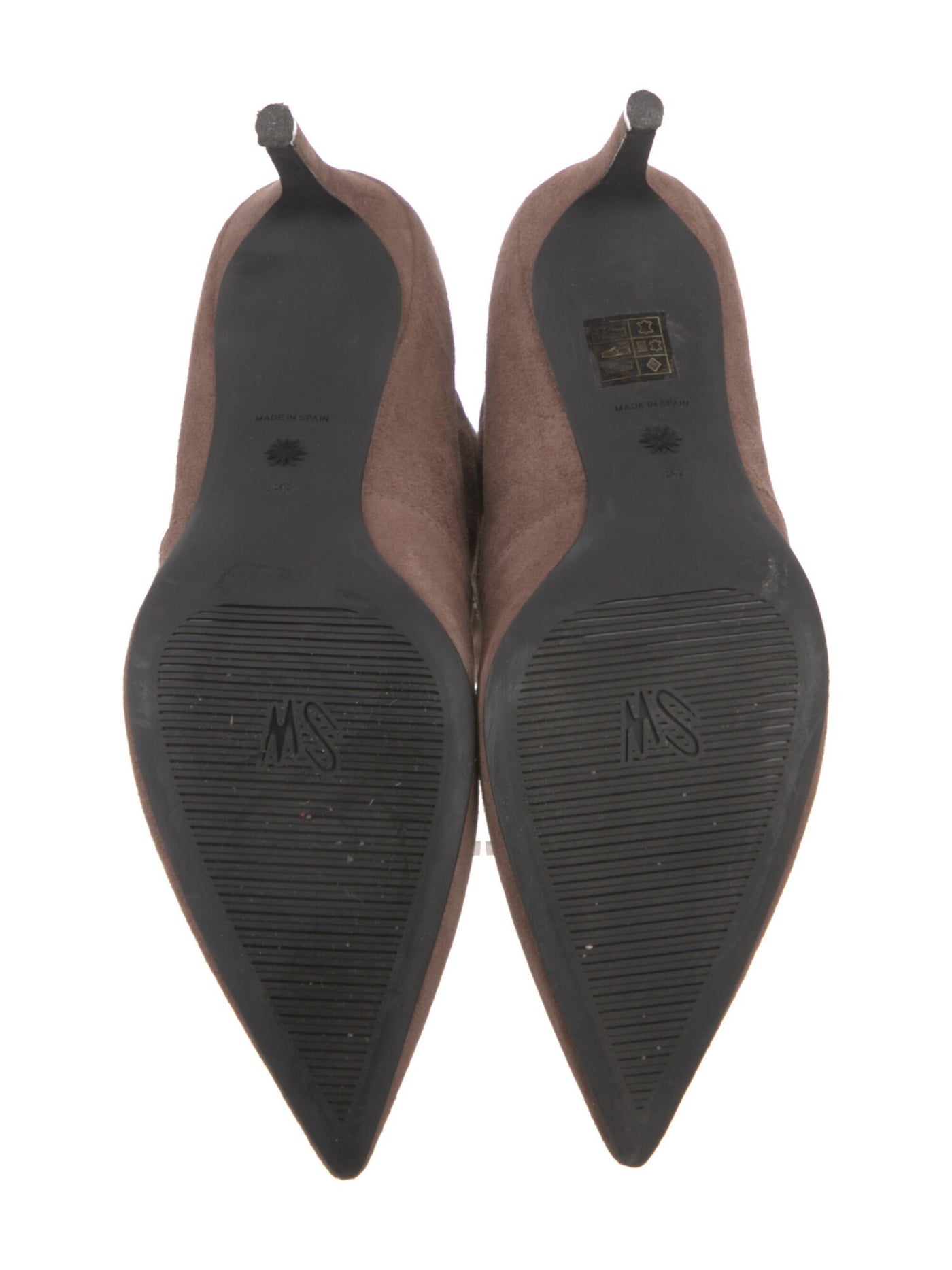 STUART WEITZMAN Womens Taupe Brown Cushioned Wren Pointed Toe Stiletto Leather Dress Booties 7 M