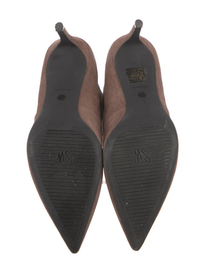 STUART WEITZMAN Womens Taupe Brown Cushioned Wren Pointed Toe Stiletto Leather Dress Booties 7 M
