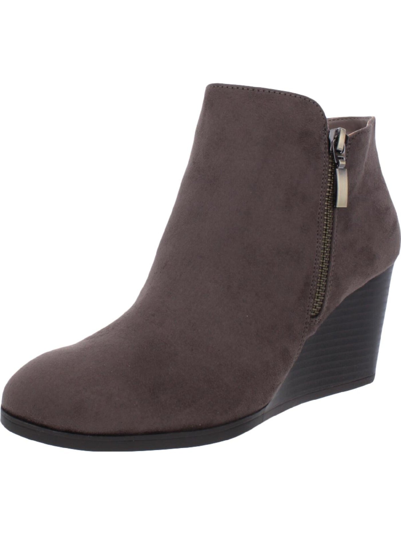 STYLE & COMPANY Womens Brown Cushioned Round Toe Wedge Zip-Up Booties 10