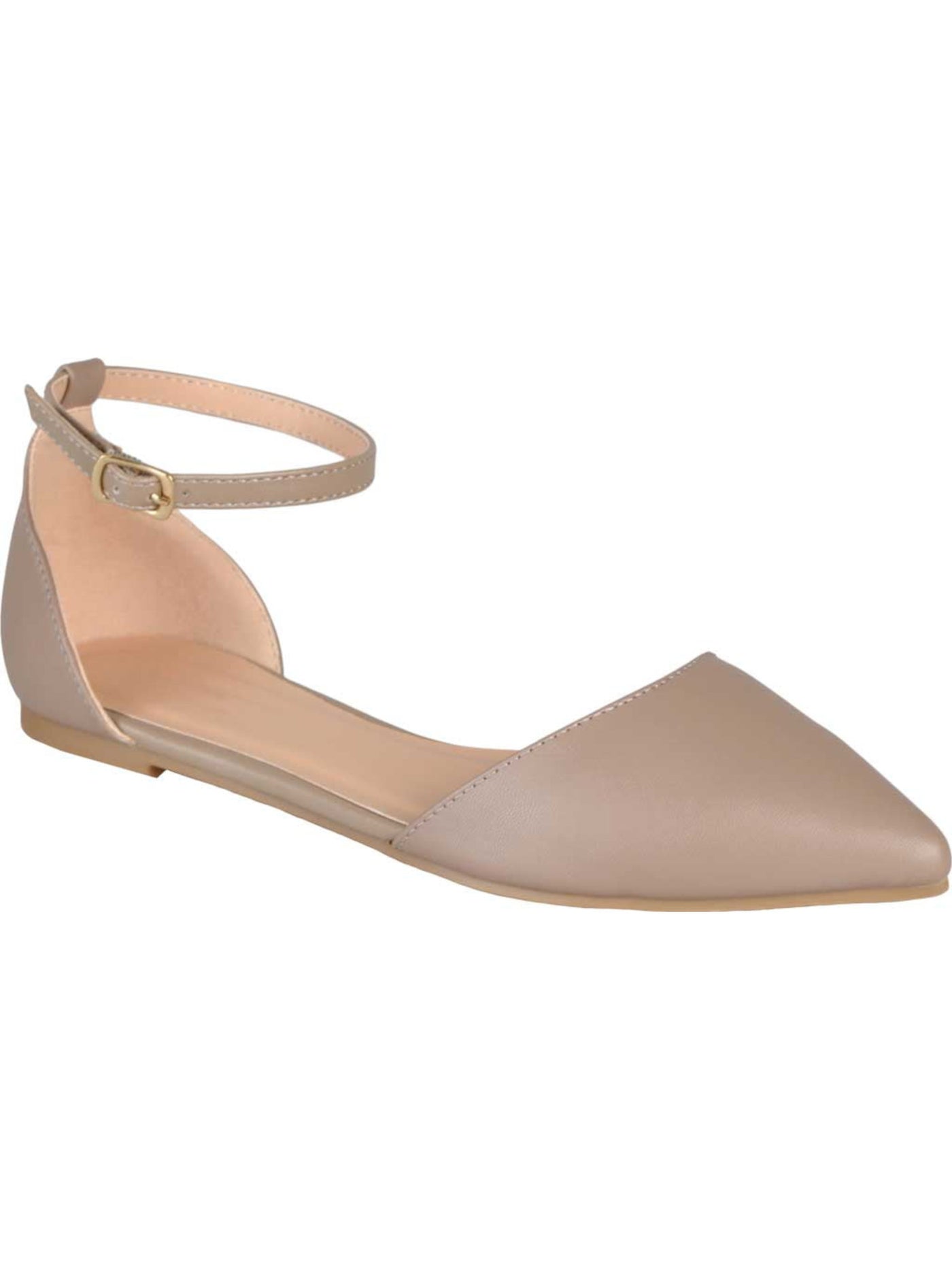 JOURNEE COLLECTION Womens Beige Dorsay Ankle Strap Crochet Reba Pointed Toe Buckle Ballet Flats 8