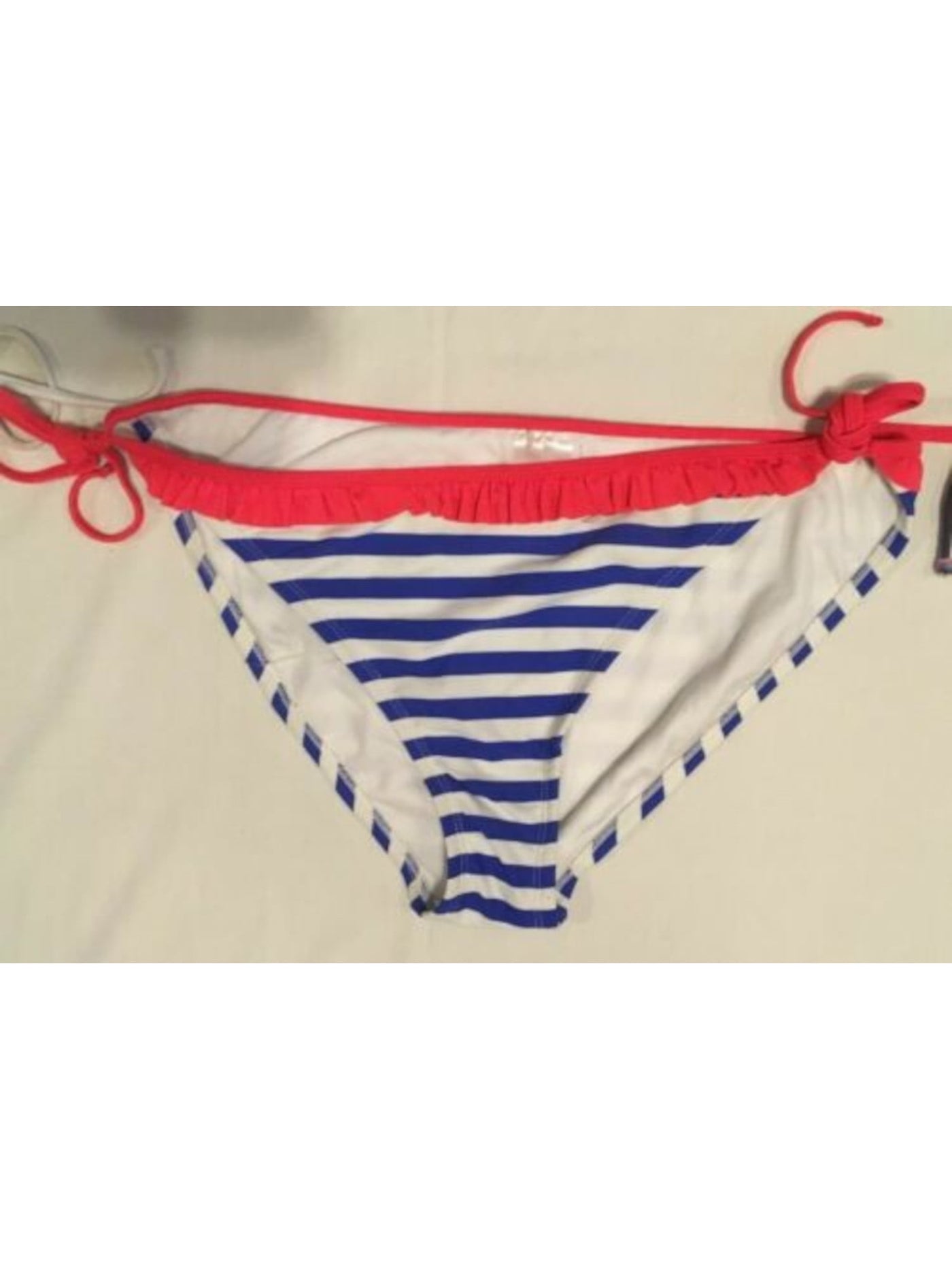 XHILARATION Women's Blue Striped Lined Tie Bikini Bikini Bottom M