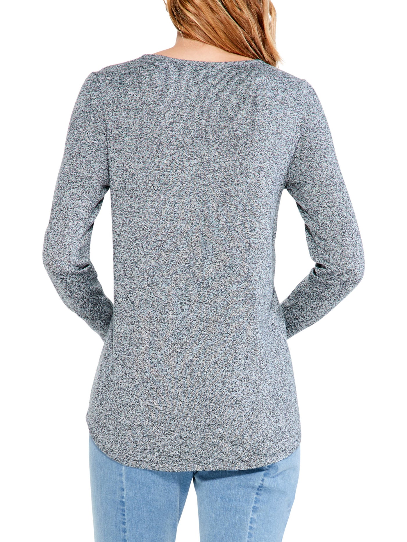 NIC+ZOE Womens Gray Long Sleeve V Neck Sweater XS