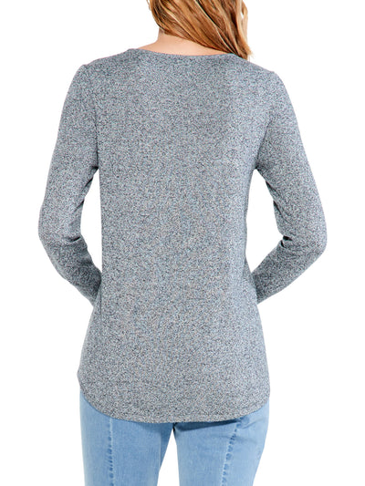 NIC+ZOE Womens Gray Long Sleeve V Neck Sweater XS
