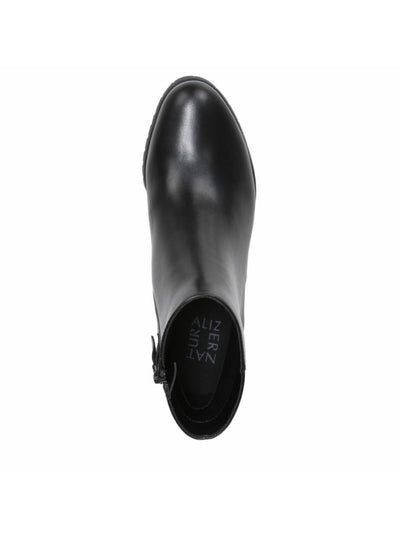 NATURALIZER Womens Black Waterproof Bay Round Toe Block Heel Zip-Up Leather Booties 9 M