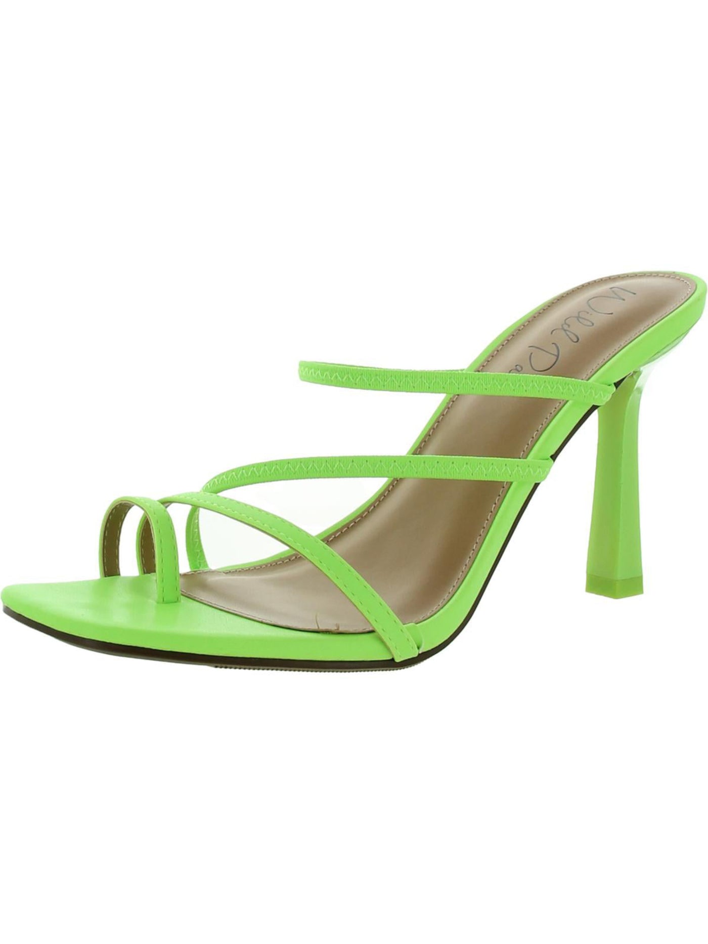 WILD PAIR Womens Green Strappy Stretch Lenore Square Toe Stiletto Slip On Dress Sandals Shoes 6 M