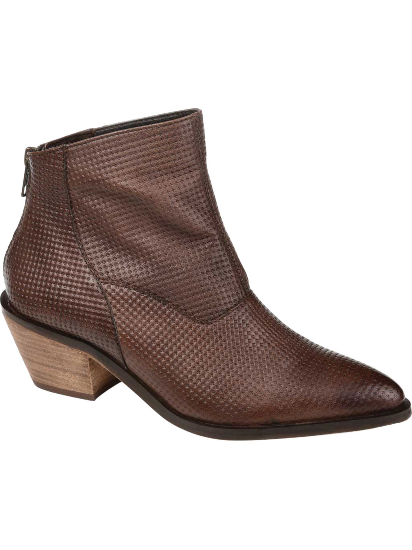 JOURNEE SIGNATURE Womens Brown Cushioned Cassie Almond Toe Stacked Heel Zip-Up Booties 9 M