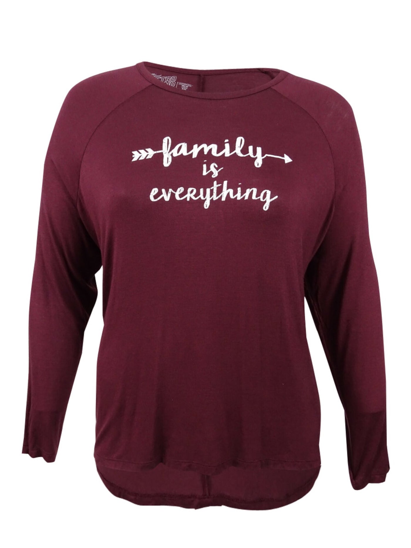 THE ORIGINAL RETRO BRAND Womens Maroon Printed Long Sleeve Crew Neck Top XL