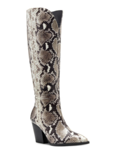INC Womens Black Snake Print Arch Support Breathable Suke Pointed Toe Block Heel Zip-Up Western Boot 6 M