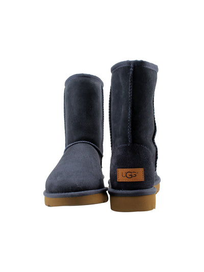UGG Womens Navy Repel Moisture And Stains Cushioned Classic Short Ii Round Toe Leather Winter Boots 5