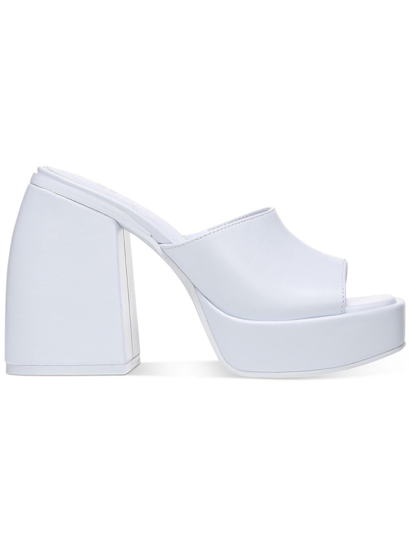 BAR III Womens White 1-1/2" Platform Padded Goring Nessa Square Toe Sculpted Heel Slip On Dress Heeled Sandal 10.5 M