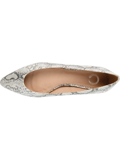 JOURNEE COLLECTION Womens White Snake Comfort Padded Moana Almond Toe Slip On Ballet Flats 9 M