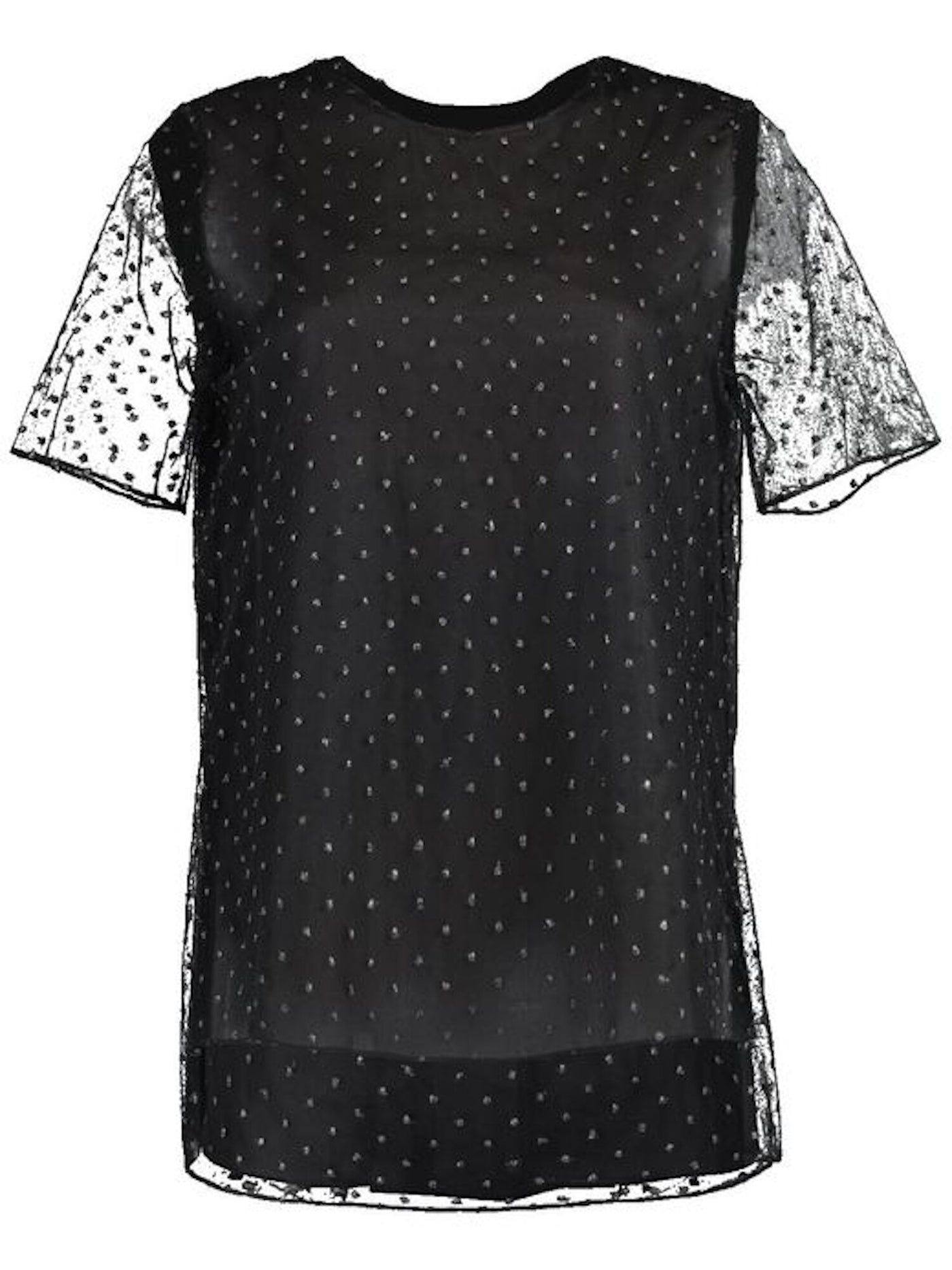 Adam Lippes Womens Black Short Sleeve Jewel Neck Top Size: 4