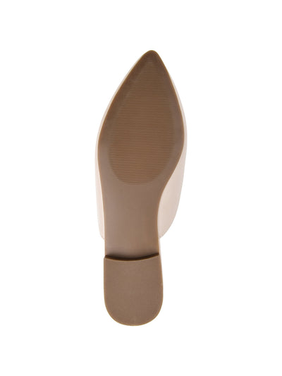 JOURNEE COLLECTION Womens Beige Button Accent Comfort Mallorie Pointed Toe Slip On Mules