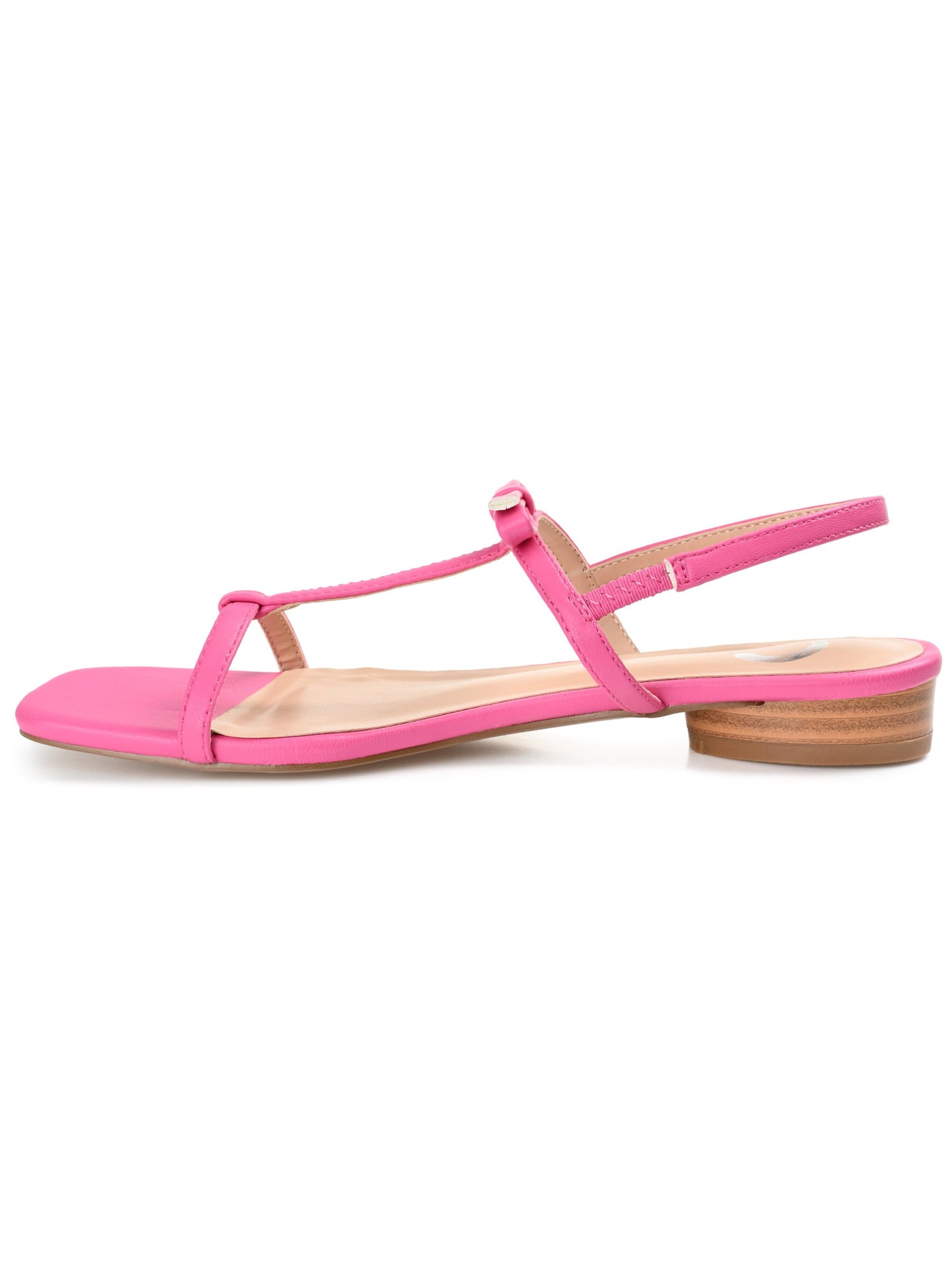 JOURNEE COLLECTION Womens Pink Bow Accent Padded Goring T-Strap Zaidda Square Toe Slip On Slingback Sandal 10