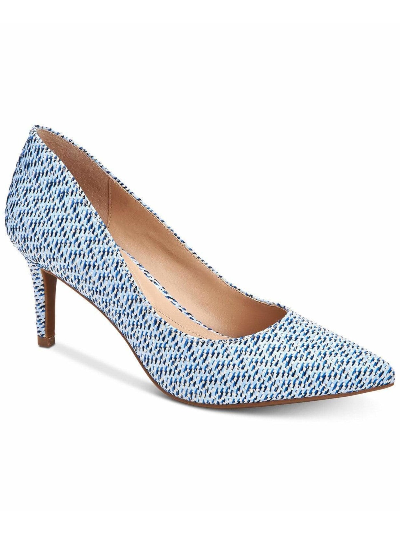 ALFANI Womens Blue Woven Cushioned Jeules Pointed Toe Stiletto Slip On Dress Pumps 6 M