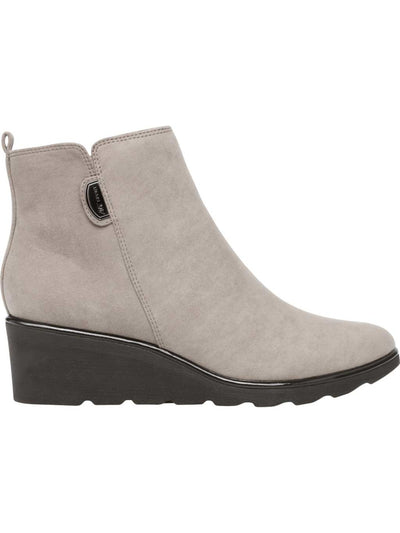 AK SPORT Womens Beige Mix Textures Water Resistant Round Toe Wedge Zip-Up Booties 9.5 M