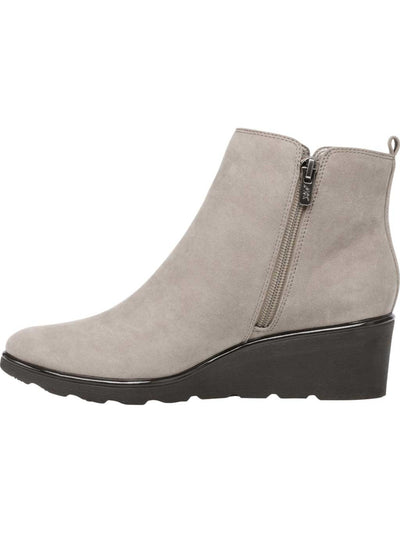 AK SPORT Womens Beige Mix Textures Water Resistant Round Toe Wedge Zip-Up Booties M