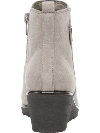 AK SPORT Womens Beige Mix Textures Water Resistant Round Toe Wedge Zip-Up Booties 9.5 M