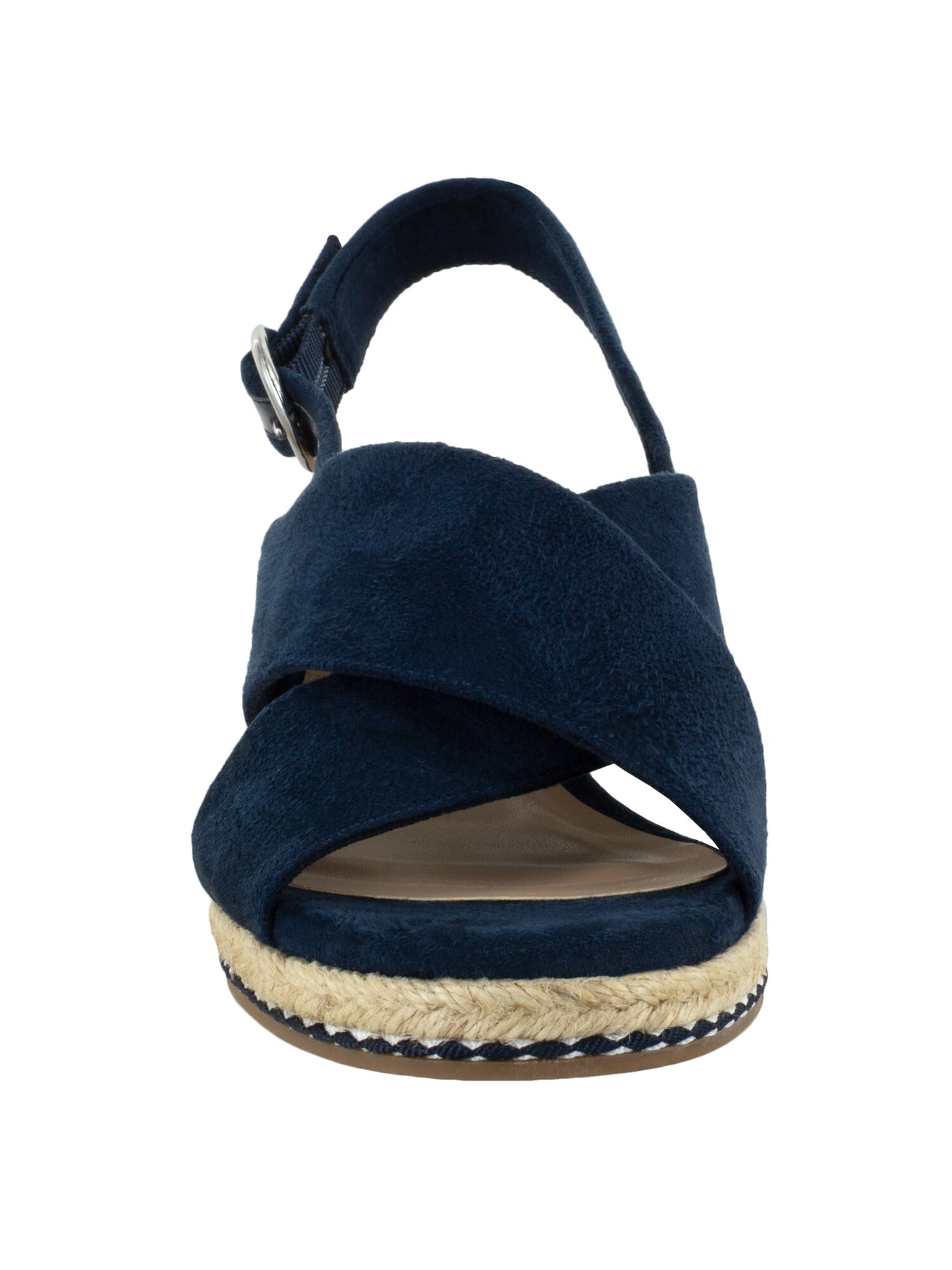 BELLA VITA Womens Navy 1/2" Platform Cushioned Comfort Nadette Ii Round Toe Wedge Buckle Espadrille Shoes 11 W