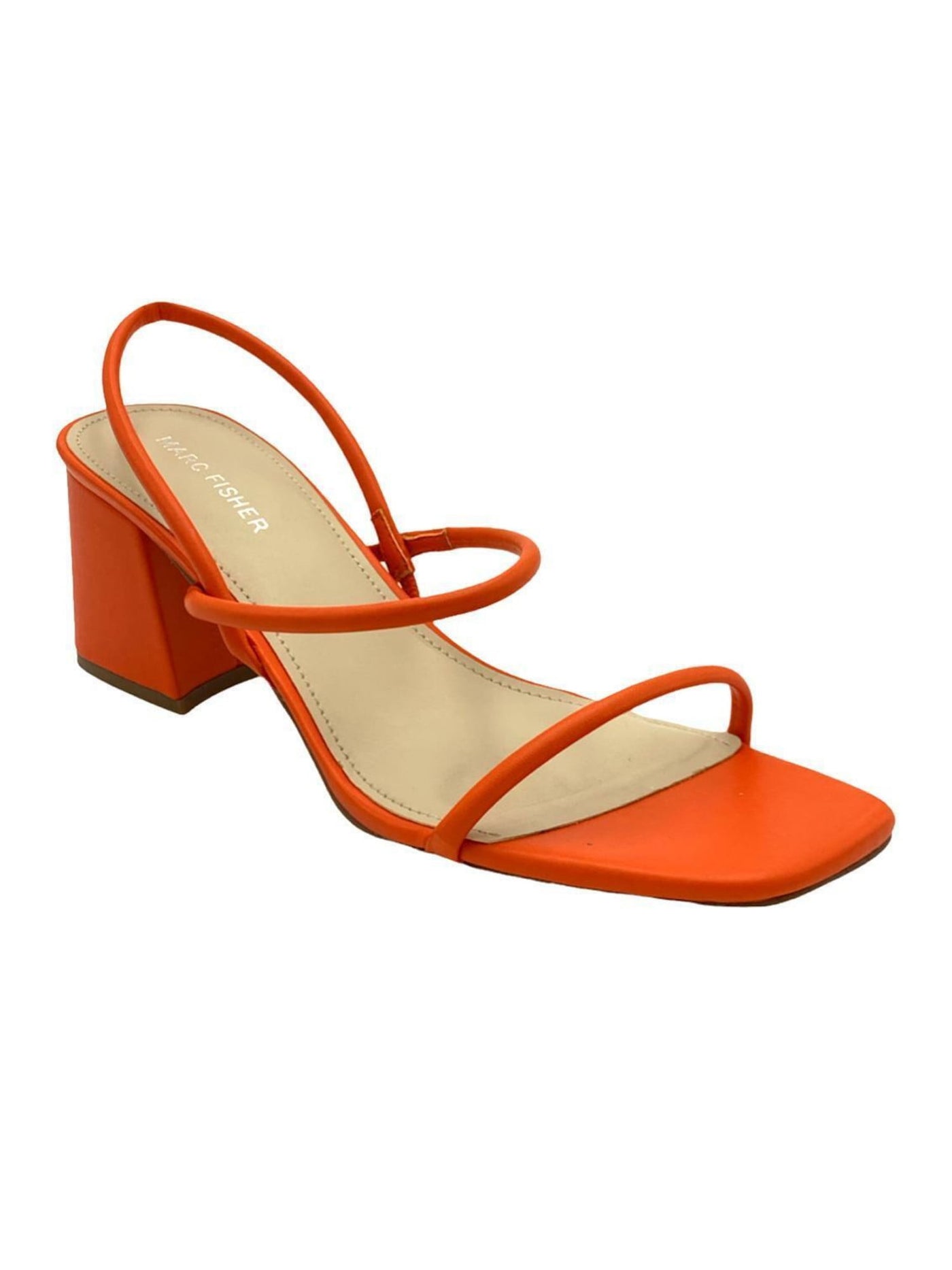 MARC FISHER Womens Orange Padded Goring Galvin Square Toe Block Heel Slip On Dress Slingback Sandal 7.5 M