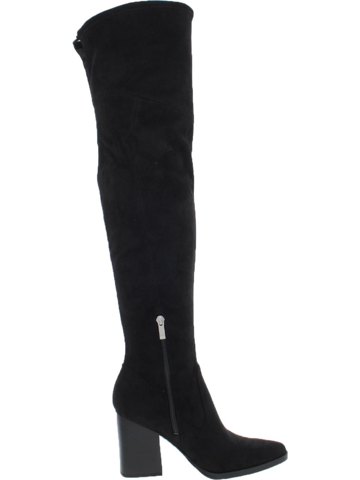 MARC FISHER Womens Black Tie Stretch Comfort Octavie Pointed Toe Block Heel Zip-Up Leather Dress Boots 5.5 M