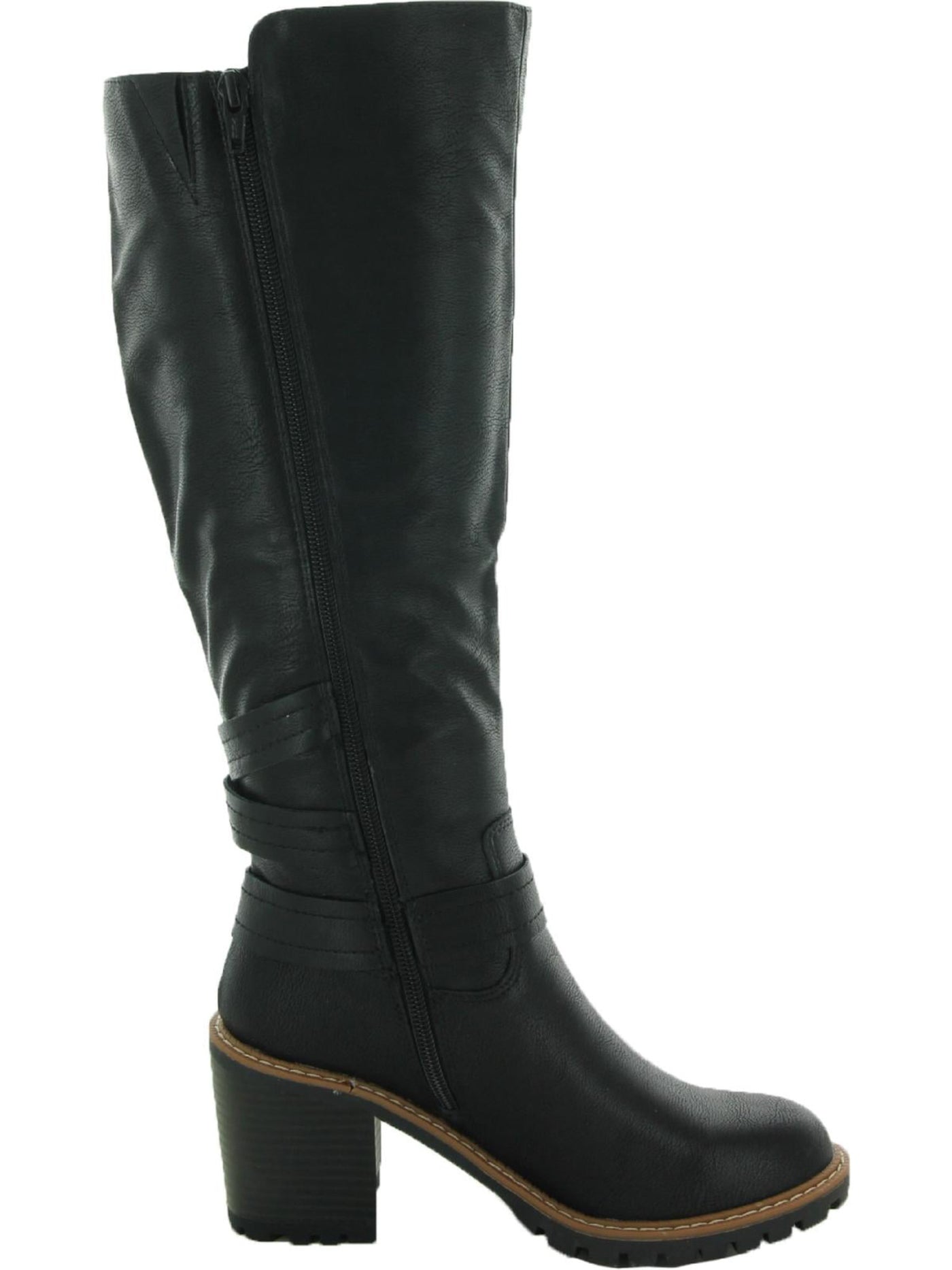 SUN STONE Womens Black Buckle Accent Goring Viviaan Round Toe Block Heel Zip-Up Dress Boots 6.5 M
