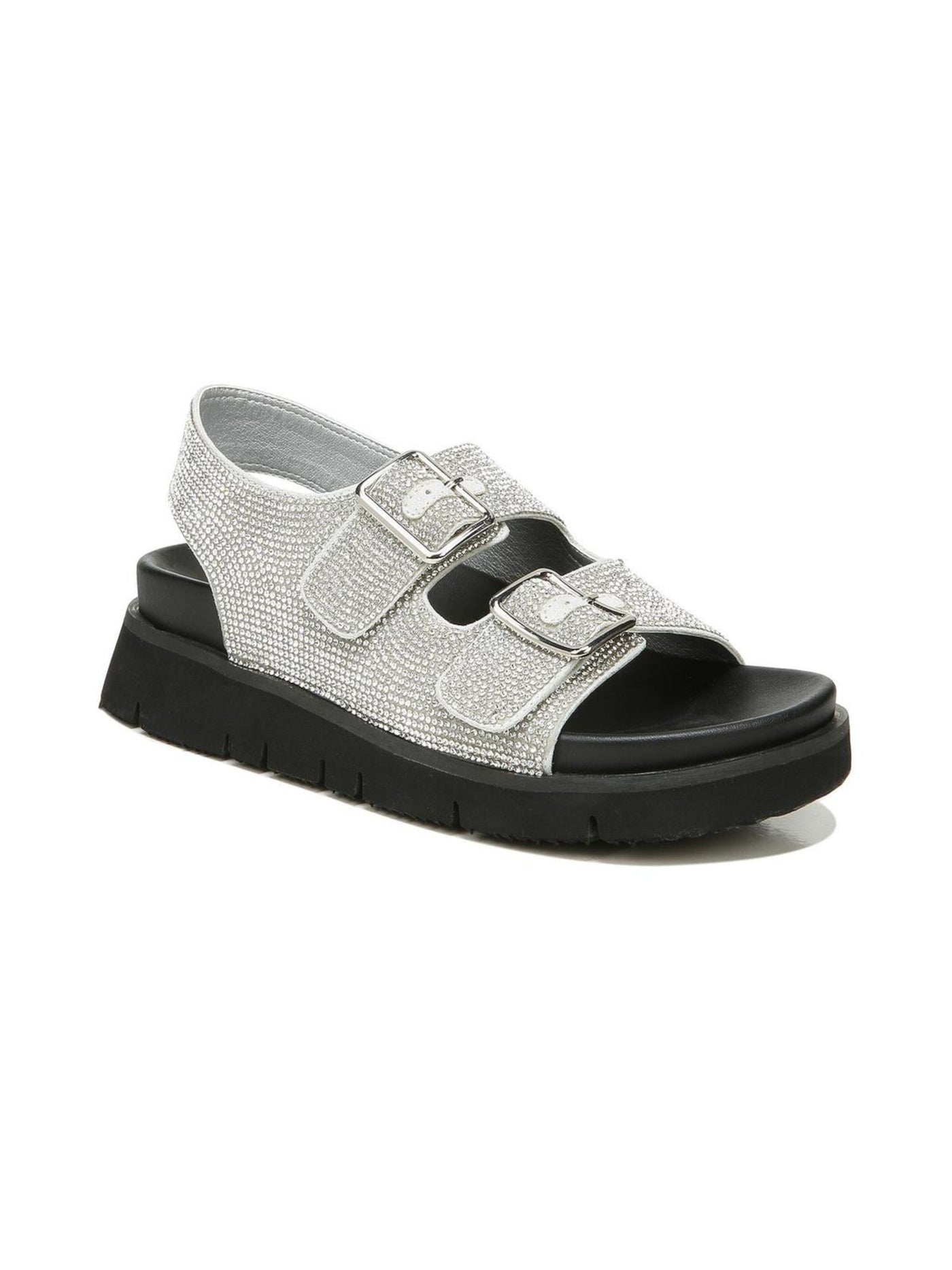 BAR III Womens Silver Sport Embellished Adjustable Kiwi Round Toe Buckle Sandals Shoes 7.5 M