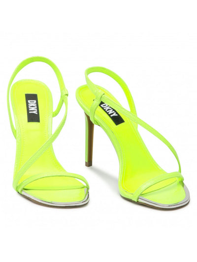 DKNY Womens Green Asymmetrical Danielle Round Toe Stiletto Slip On Dress Slingback Sandal 9.5 M