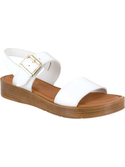 BELLA VITA Womens White 1/2 Platform Adjustable Padded Comfort Tay-italy Round Toe Wedge Buckle Leather Slingback Sandal 10 M