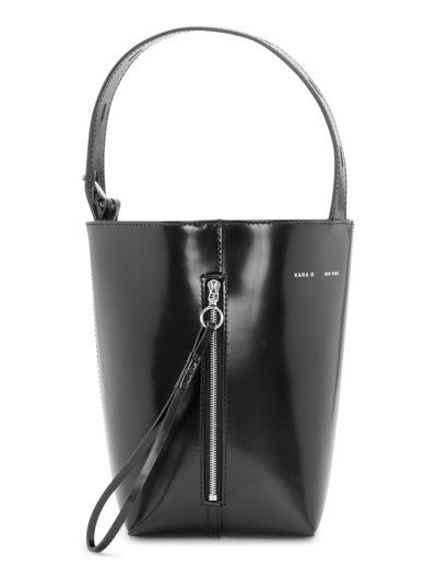 KARA Women's Black Solid Adjustable Strap Bucket Bag