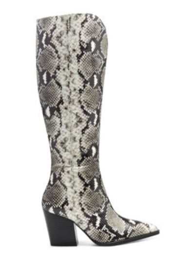 INC Womens Black Snake Print Arch Support Breathable Suke Pointed Toe Block Heel Zip-Up Western Boot 6 M