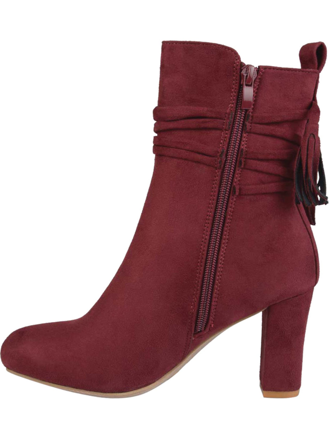 JOURNEE COLLECTION Womens Wine Burgundy Zuri Round Toe Block Heel Zip-Up Dress Booties 8