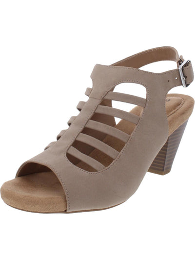 GIANI BERNINI Womens Taupe Beige 1/2" Platform Cushioned Caged Adjustable Arch Support Caileigh Round Toe Cone Heel Buckle Slingback Sandal 7 M