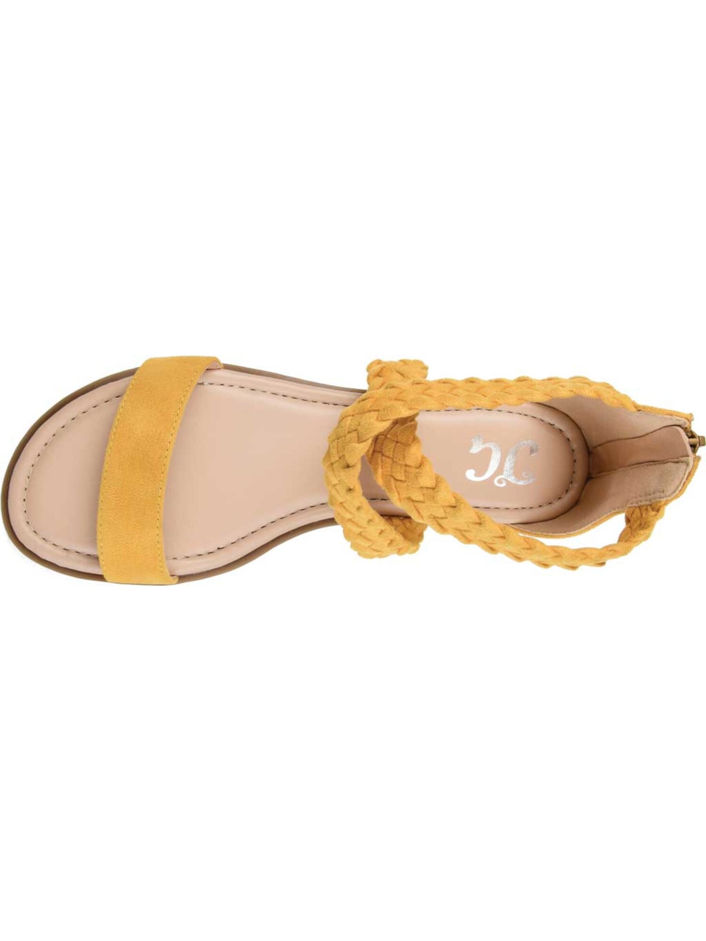 JOURNEE COLLECTION Womens Yellow Crisscross Straps Woven Comfort Lucinda Round Toe Block Heel Zip-Up Gladiator Sandals Shoes 7.5 M