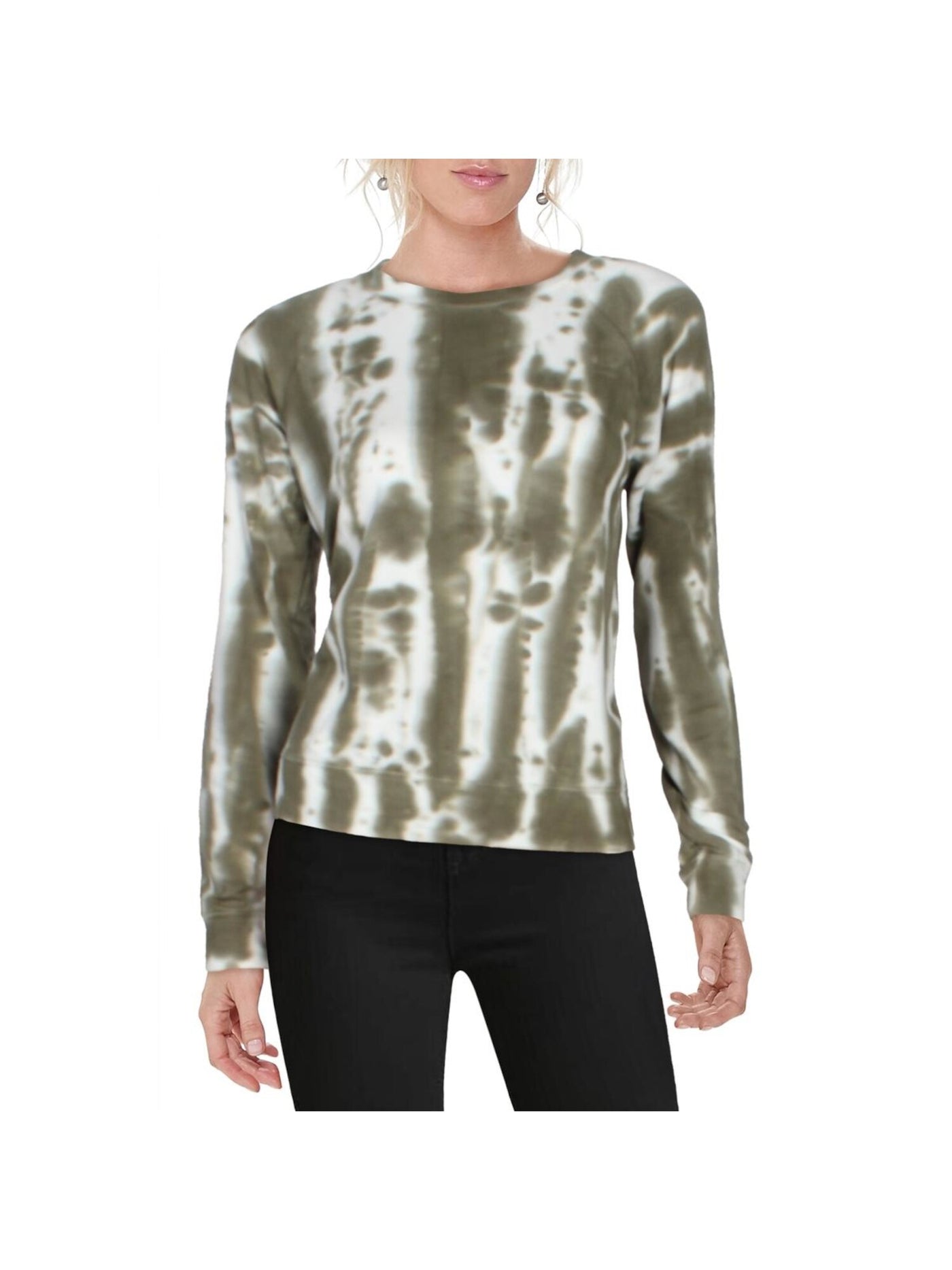 SANCTUARY Womens Green Tie Dye Long Sleeve Crew Neck Sweatshirt XS