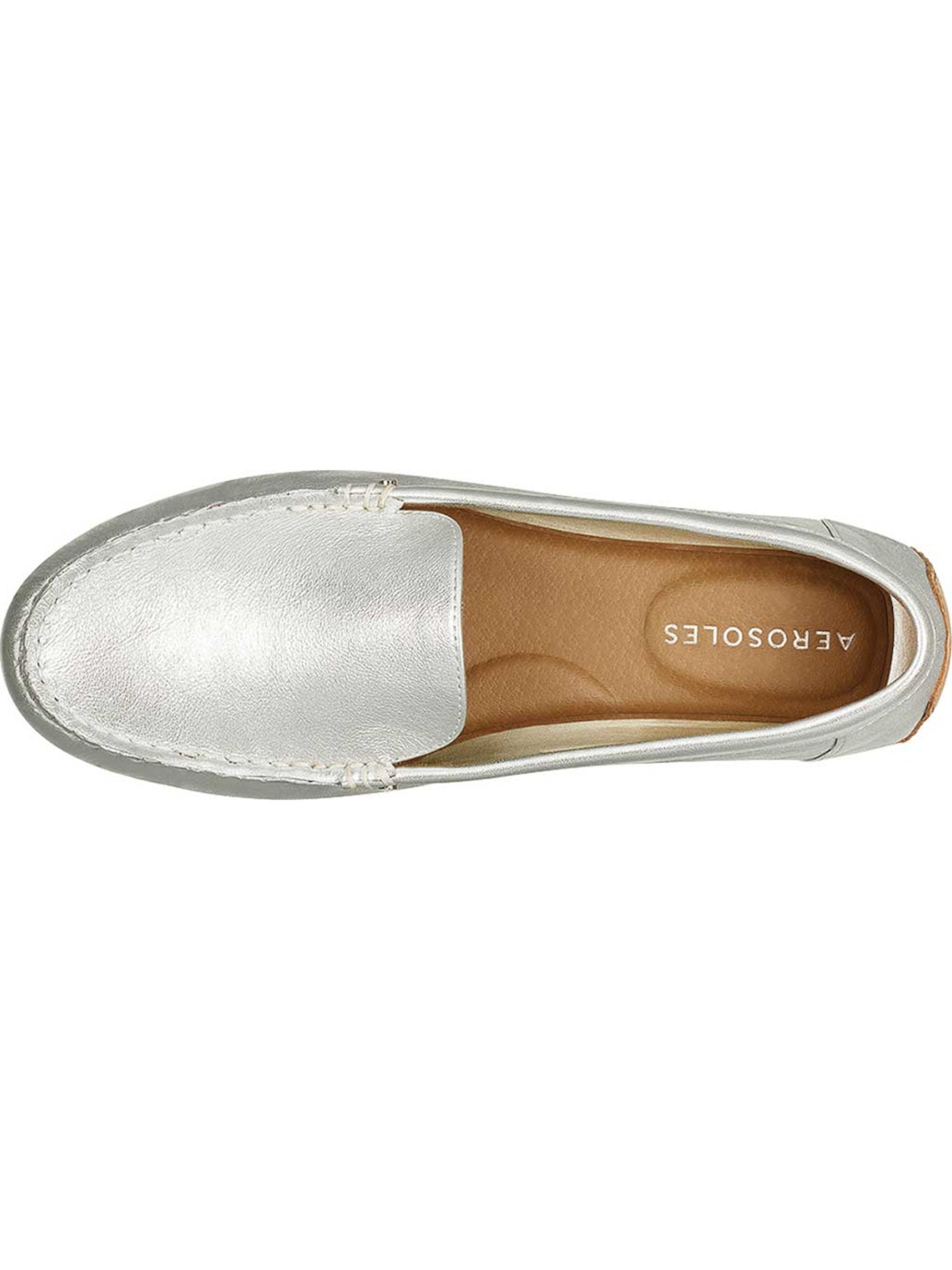 AEROSOLES Womens Silver Cushioned Studded Bleeker Round Toe Slip On Dress Loafers Shoes 5.5 M